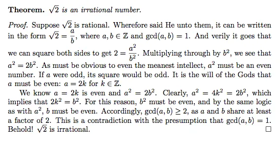 Proof that √2 is irrational