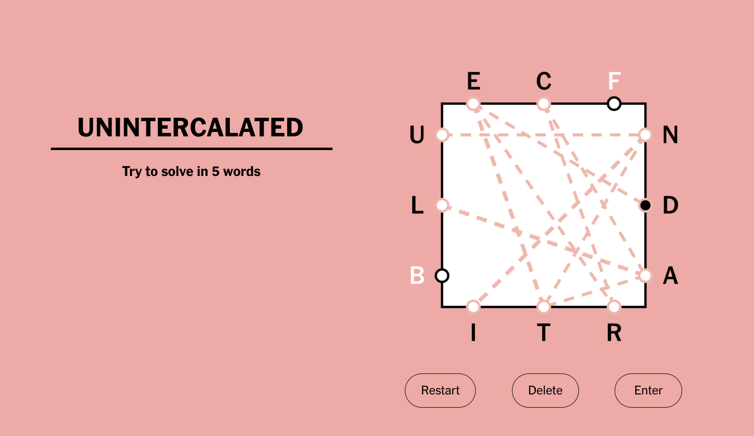 "unintercalated" is the longest word that fits the puzzle